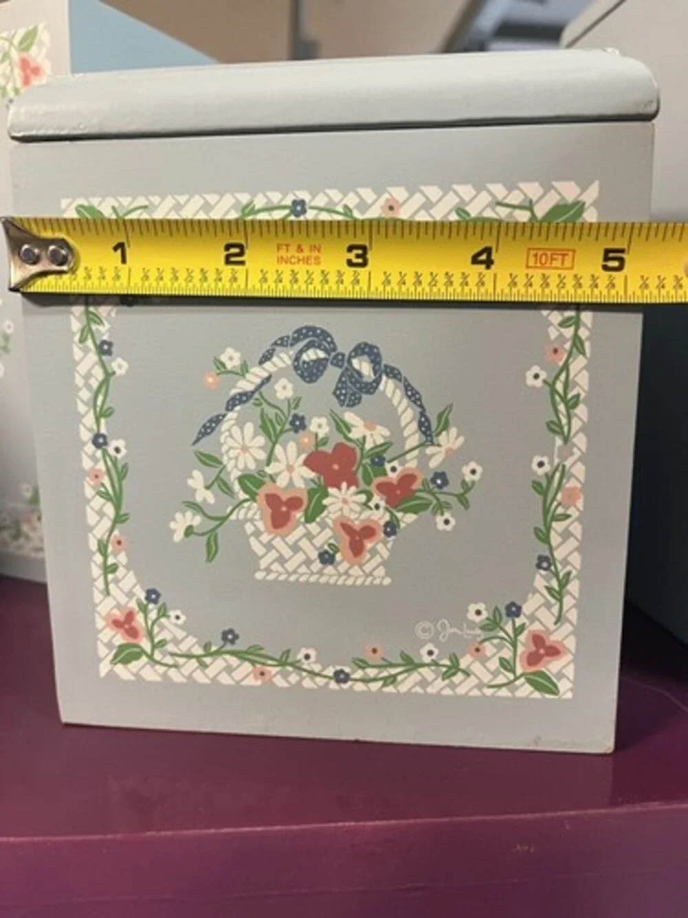 Vintage Col. Of Cape Cod Four Floral Canister Lid Cottage Farmhouse Storage Blue